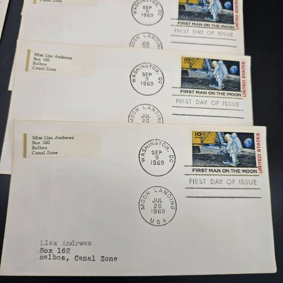 1969 First Day Of Issue Moon Landing Covers With 10¢ Postage Stamp Lot LI3020 - Picture 6 of 10